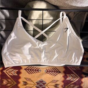 Gymshark White Sports Bra with Crossback Straps